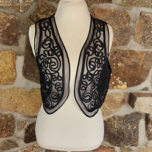 Le Chateau Vest Women Size M Sheer Ornate Scroll Pattern